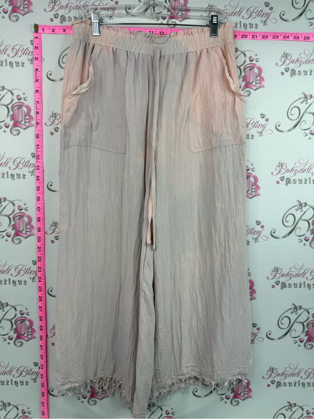 Gilli pants tie dye light pink Women's Wide-Leg Drawstring Pants in Pale Blush